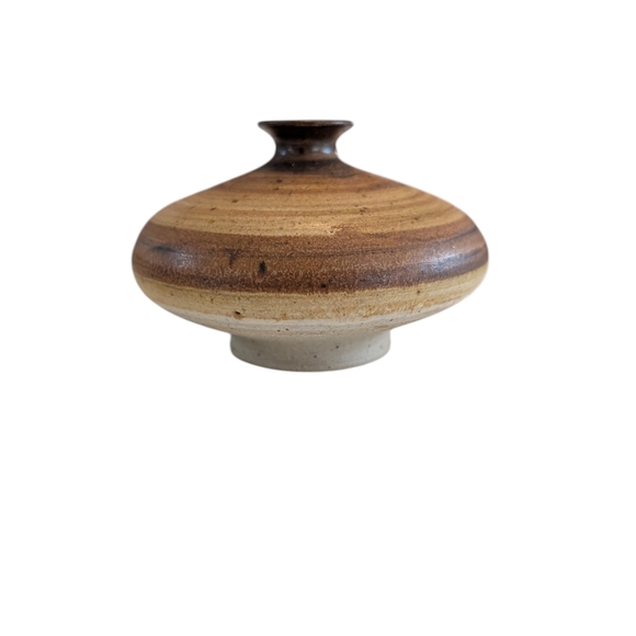 Other - MCM Danish Vintage Brown and Tan Studio Pottery Ceramic Vase Artist Signed